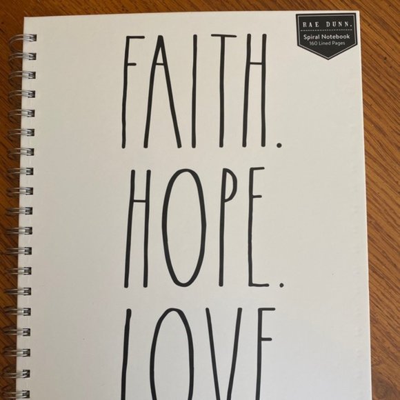 🌼Rae Dunn “FAITH HOPE LOVE” Large Spiral Notebook LL Farmhouse Journal NWT - Picture 9 of 10